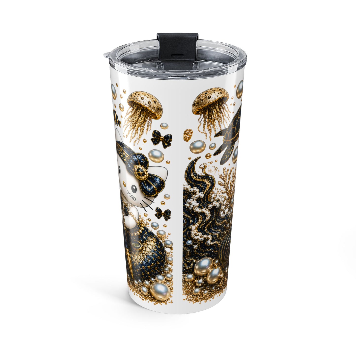 20oz Ocean Pearl Tumbler – UCSD Seahorse & Shell Stainless Travel Cup