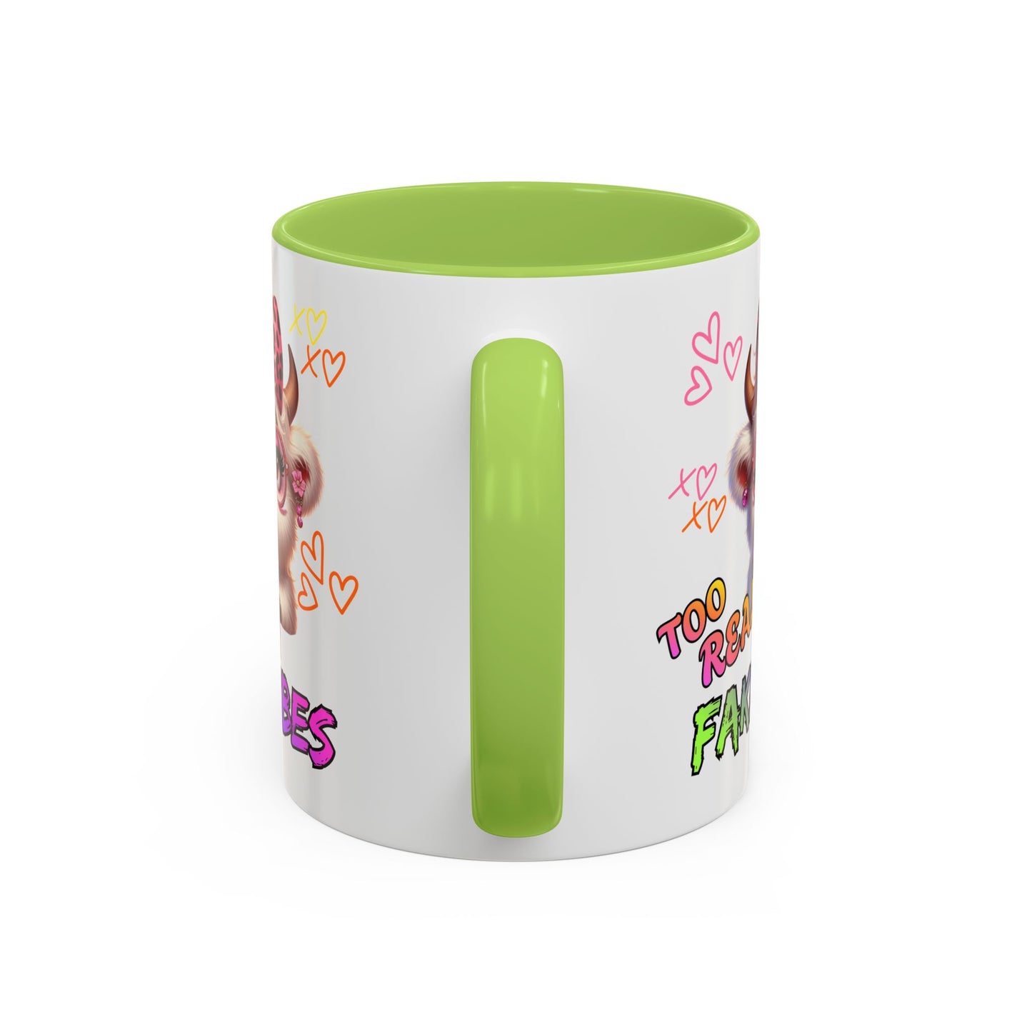 Coffee Mug — "Too Real for Fake Vibes" Cute Winking Cow Accent Mug (11/15oz)