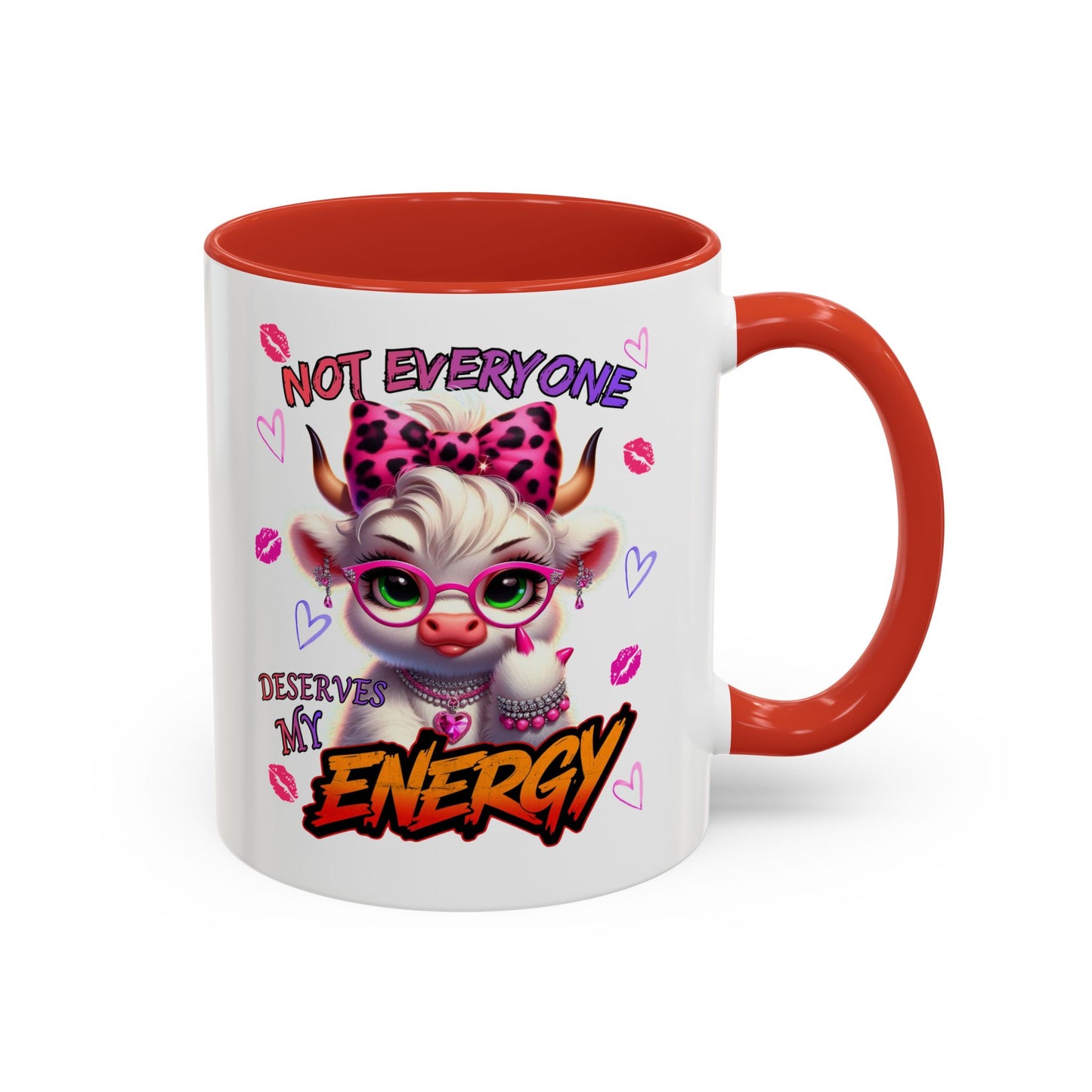 Coffee Mug — "Not Everyone Deserves My Energy" Cute Cow Accent Mug (11/15 oz)