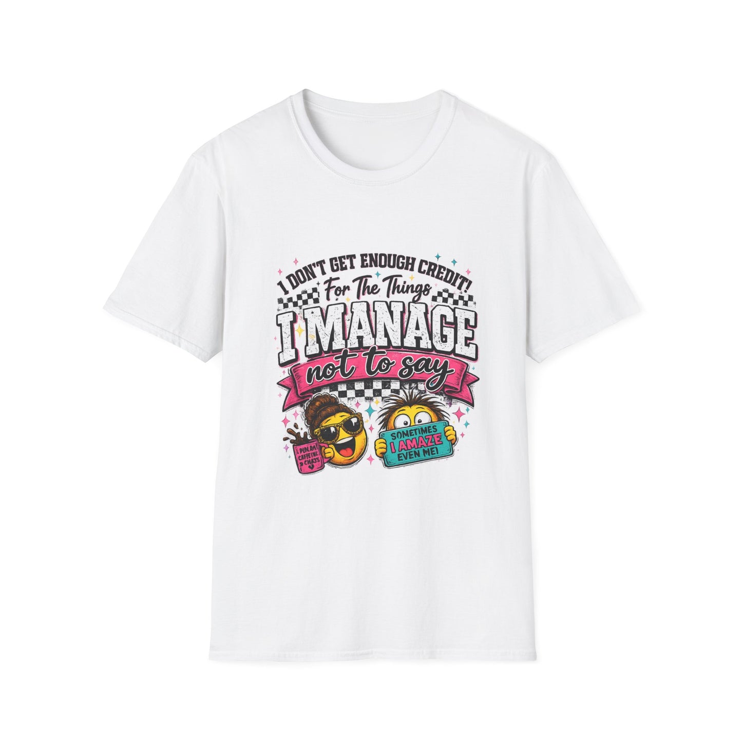 I Manage Not To Say Funny Emoji Crewneck T-Shirt – Humorous Self-Control Graphic Tee