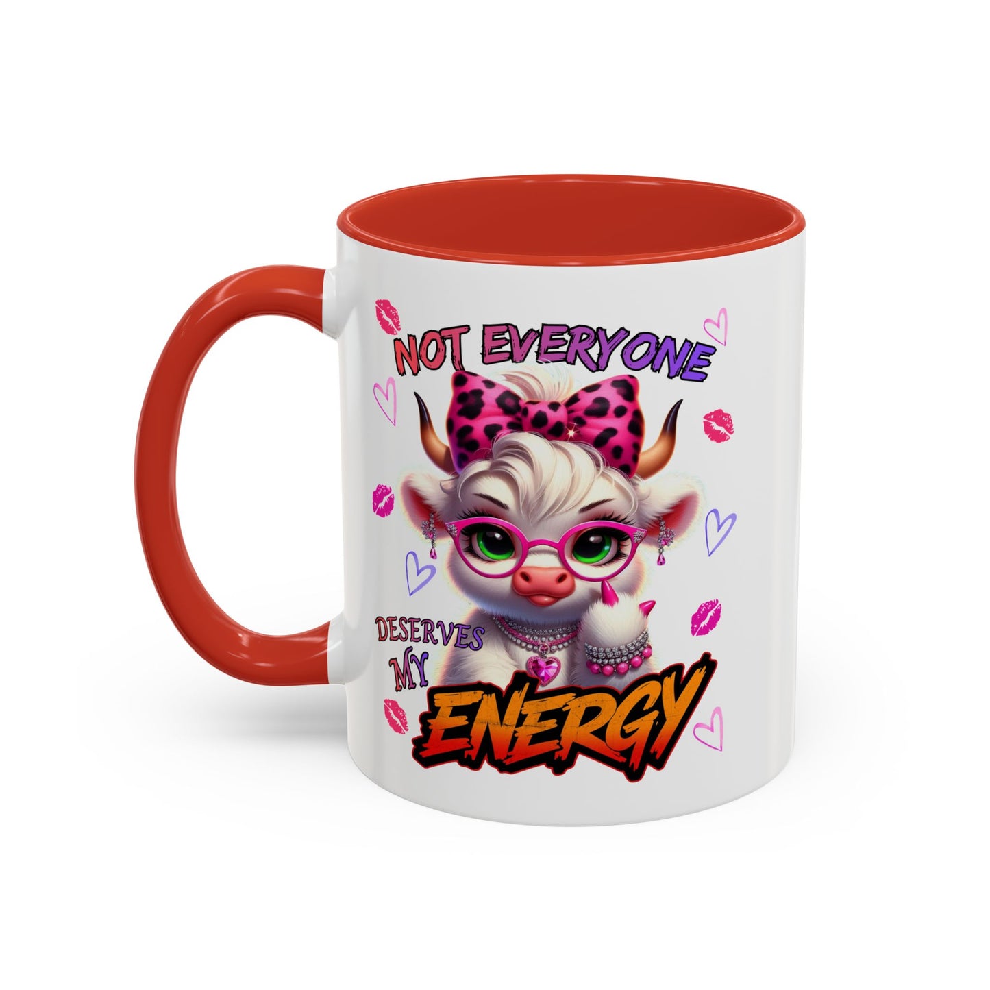 Coffee Mug — "Not Everyone Deserves My Energy" Cute Cow Accent Mug (11/15 oz)