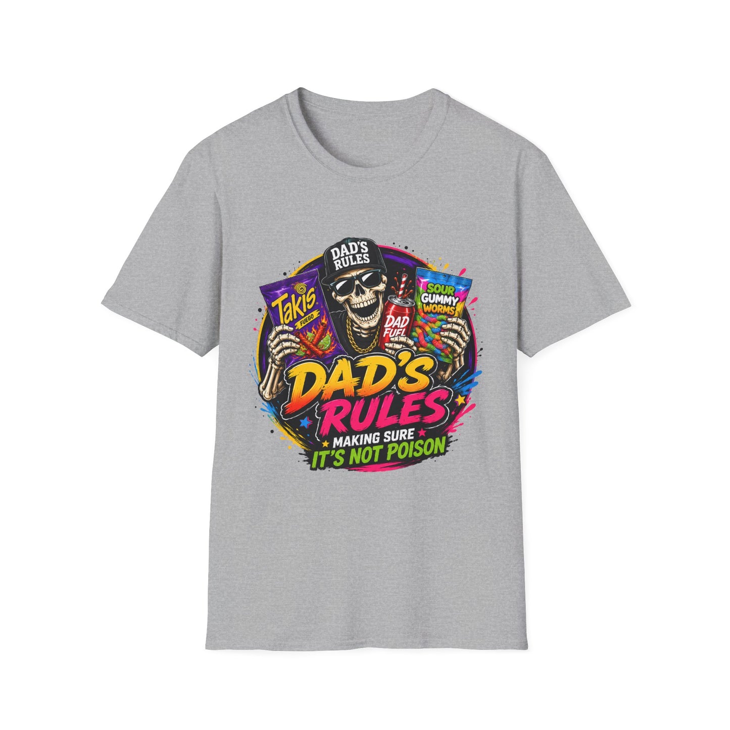 Dad's Rules T-Shirt — Funny Candy Snacking Skull Tee (Makes Sure It’s Not Poison)