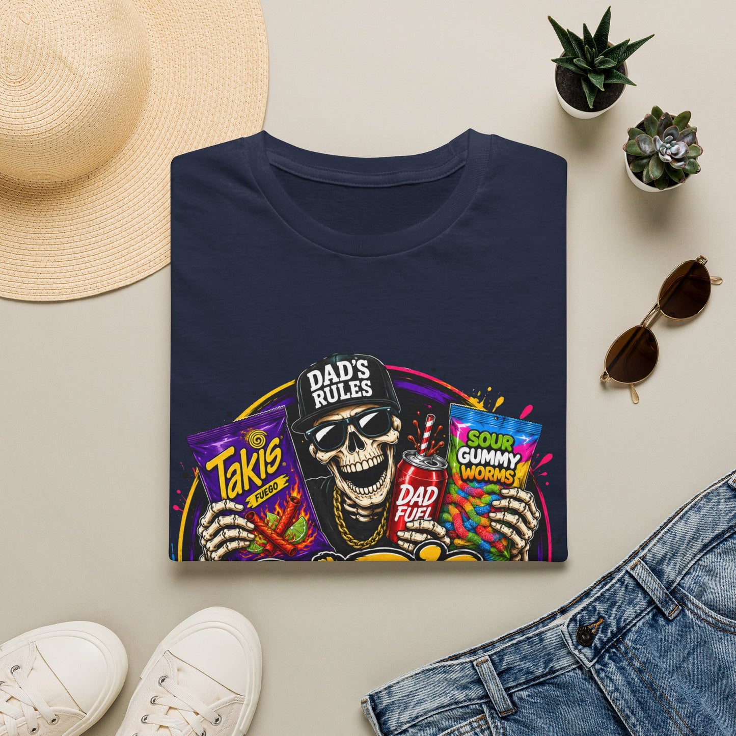Dad's Rules T-Shirt — Funny Candy Snacking Skull Tee (Makes Sure It’s Not Poison)