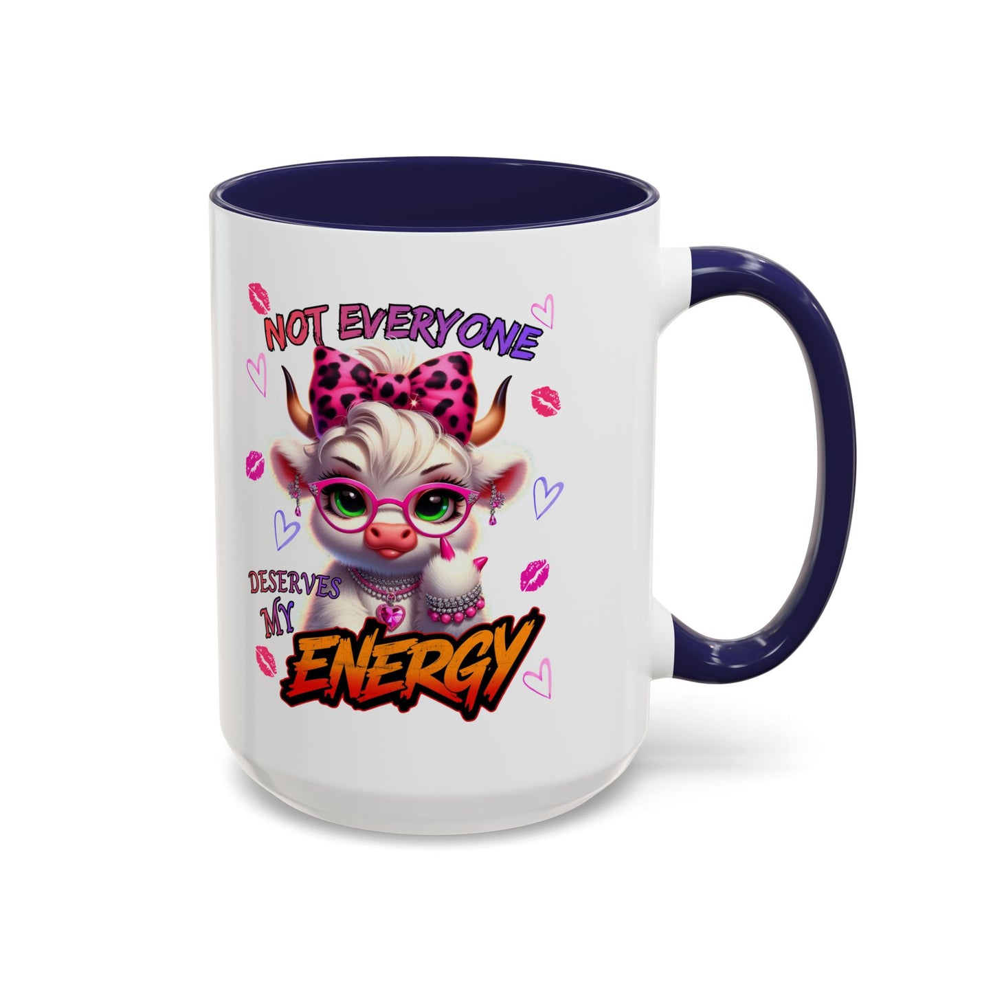 Coffee Mug — "Not Everyone Deserves My Energy" Cute Cow Accent Mug (11/15 oz)