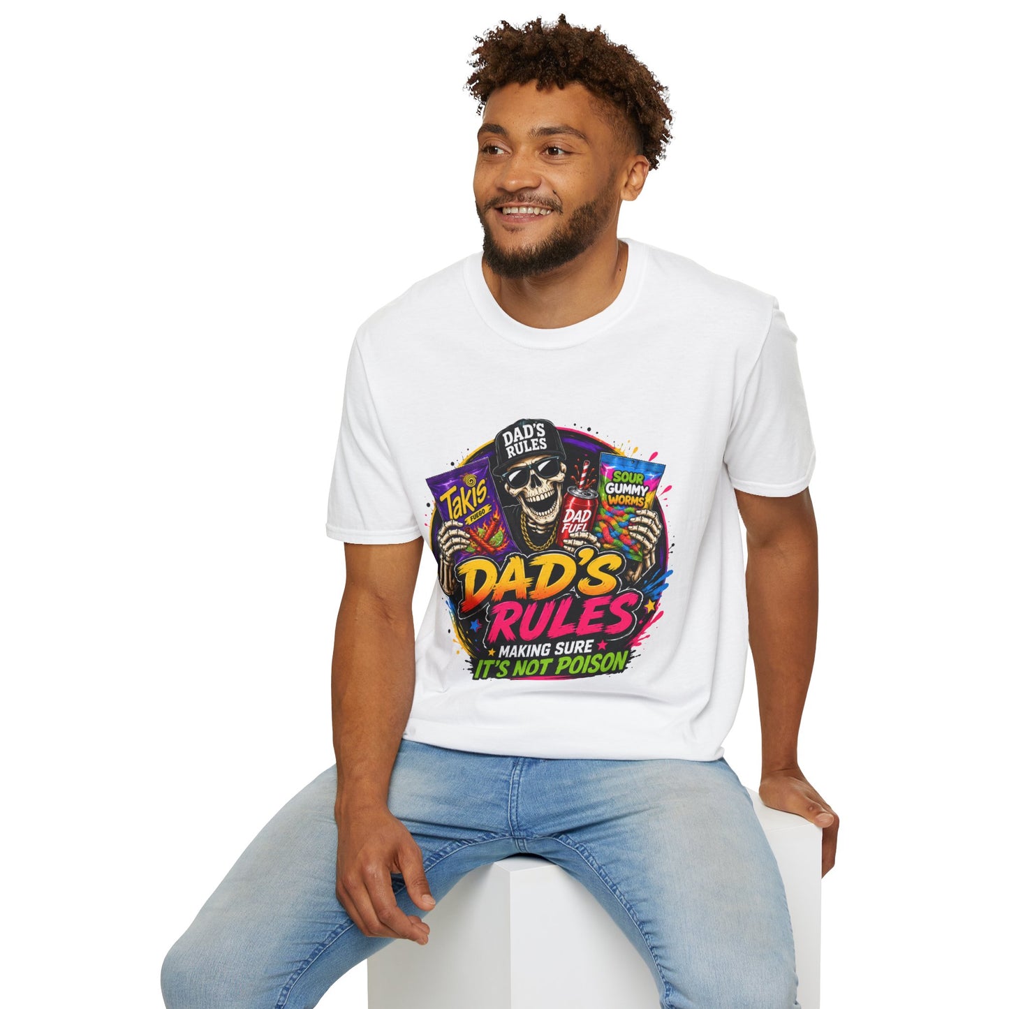 Dad's Rules T-Shirt — Funny Candy Snacking Skull Tee (Makes Sure It’s Not Poison)