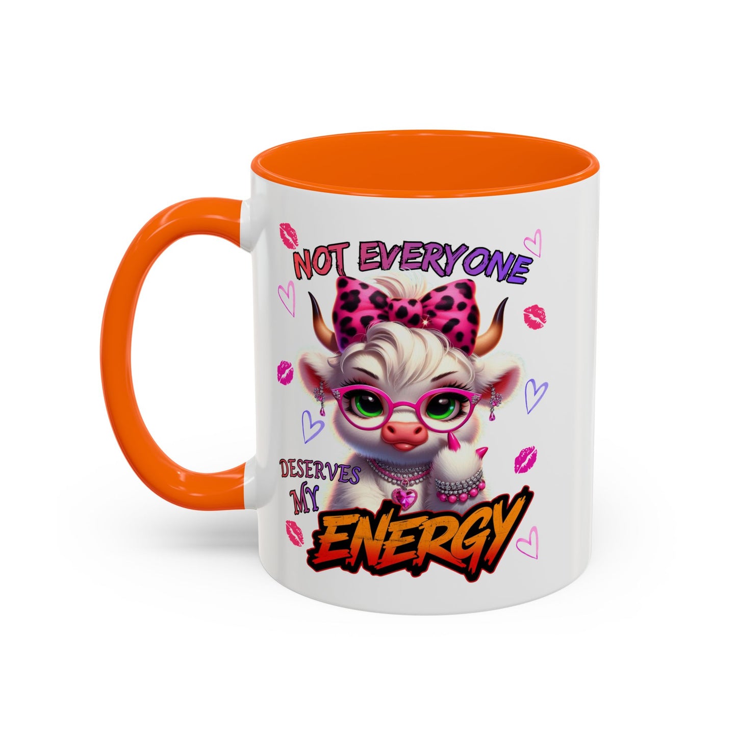 Coffee Mug — "Not Everyone Deserves My Energy" Cute Cow Accent Mug (11/15 oz)