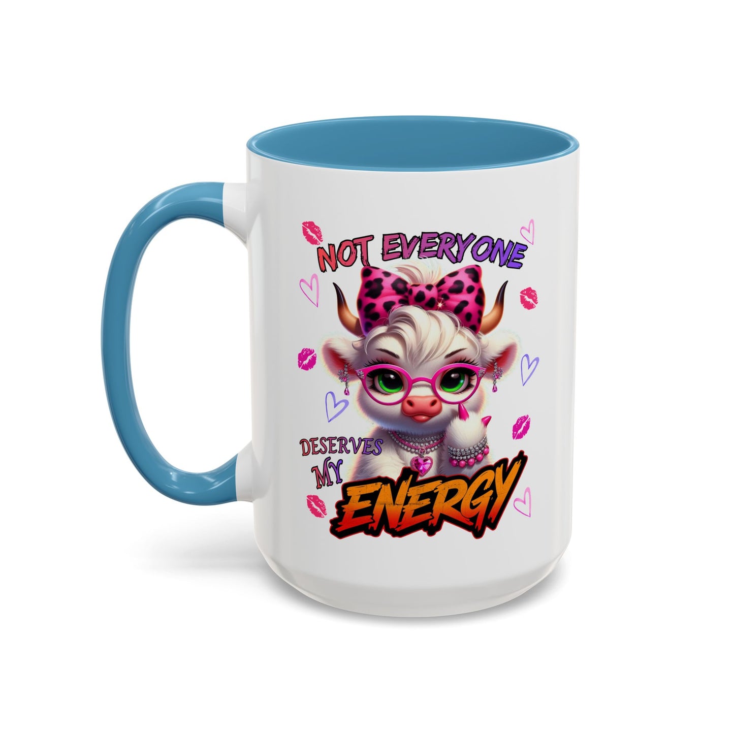 Coffee Mug — "Not Everyone Deserves My Energy" Cute Cow Accent Mug (11/15 oz)