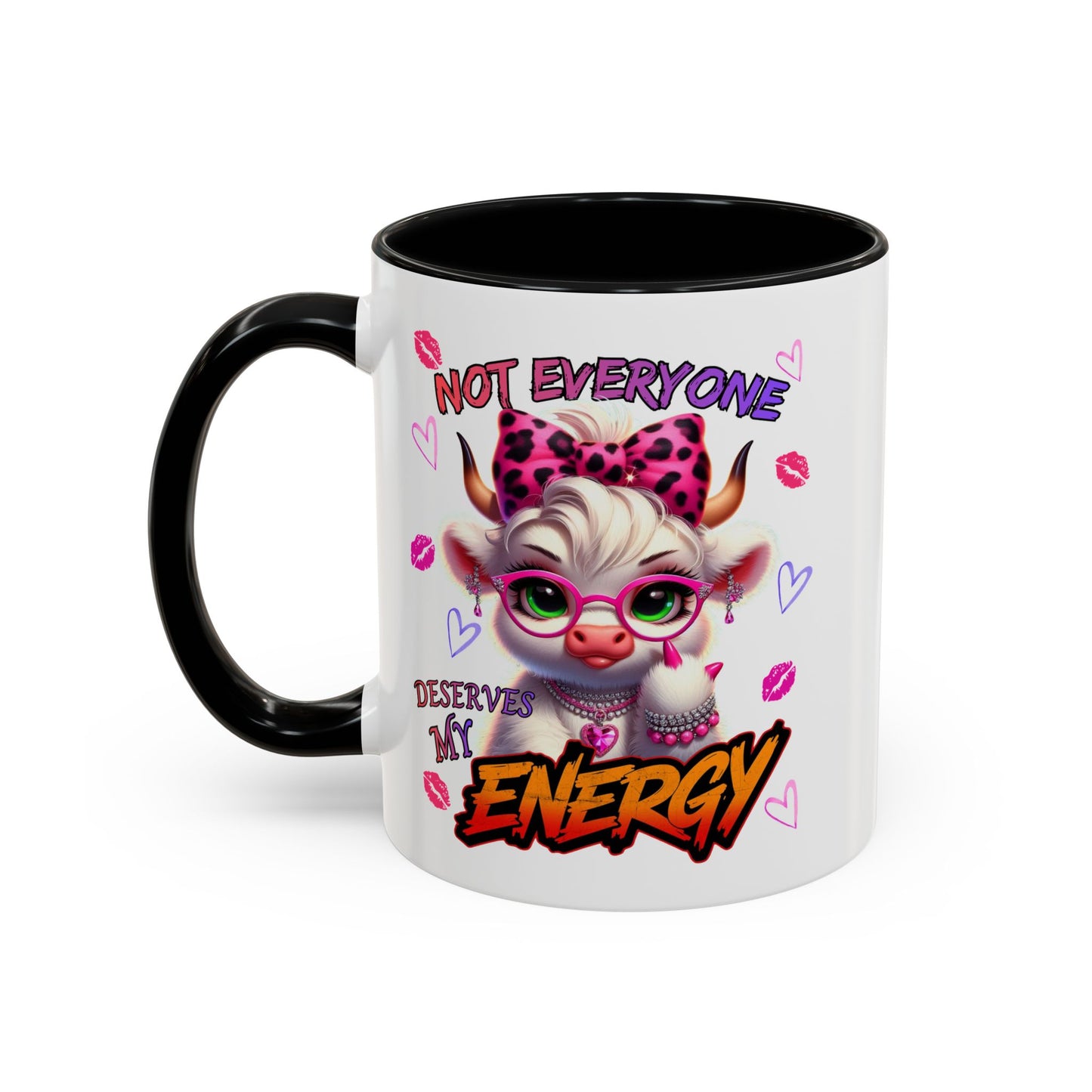 Coffee Mug — "Not Everyone Deserves My Energy" Cute Cow Accent Mug (11/15 oz)