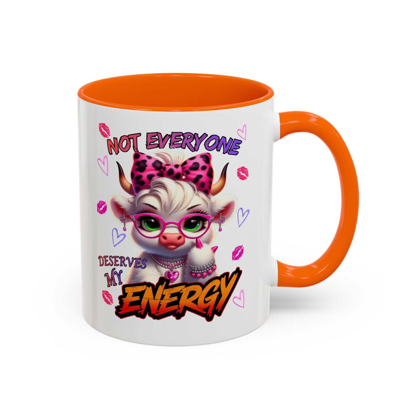 Coffee Mug — "Not Everyone Deserves My Energy" Cute Cow Accent Mug (11/15 oz)