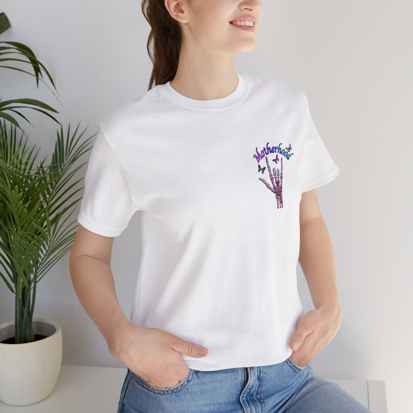 Motherhood T-Shirt — 'Motherhood Is My Superpower' Sugar Skull Mom Graphic Tee