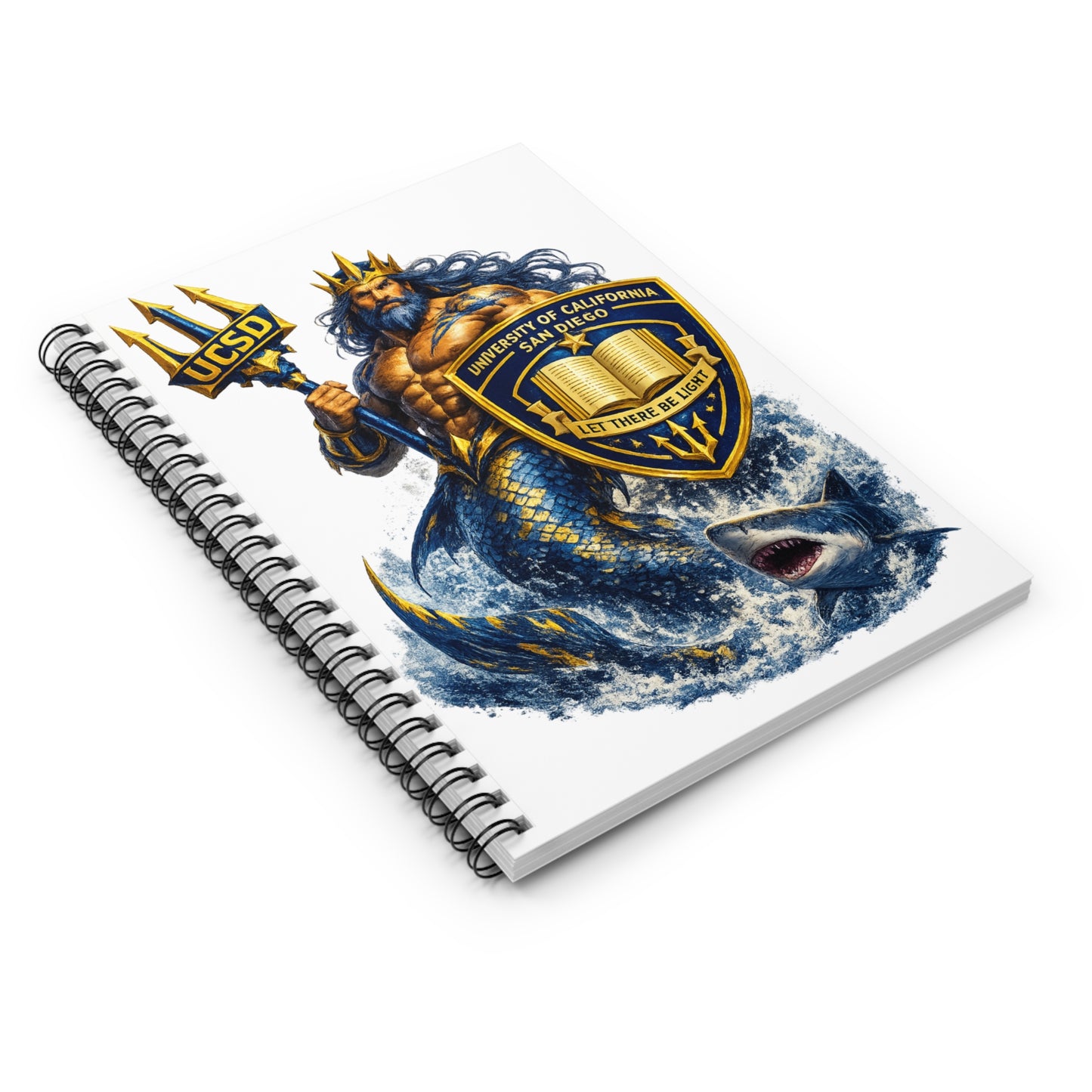 UCSD Triton Spiral Notebook — College Ruled Journal with Neptune & Shark Crest