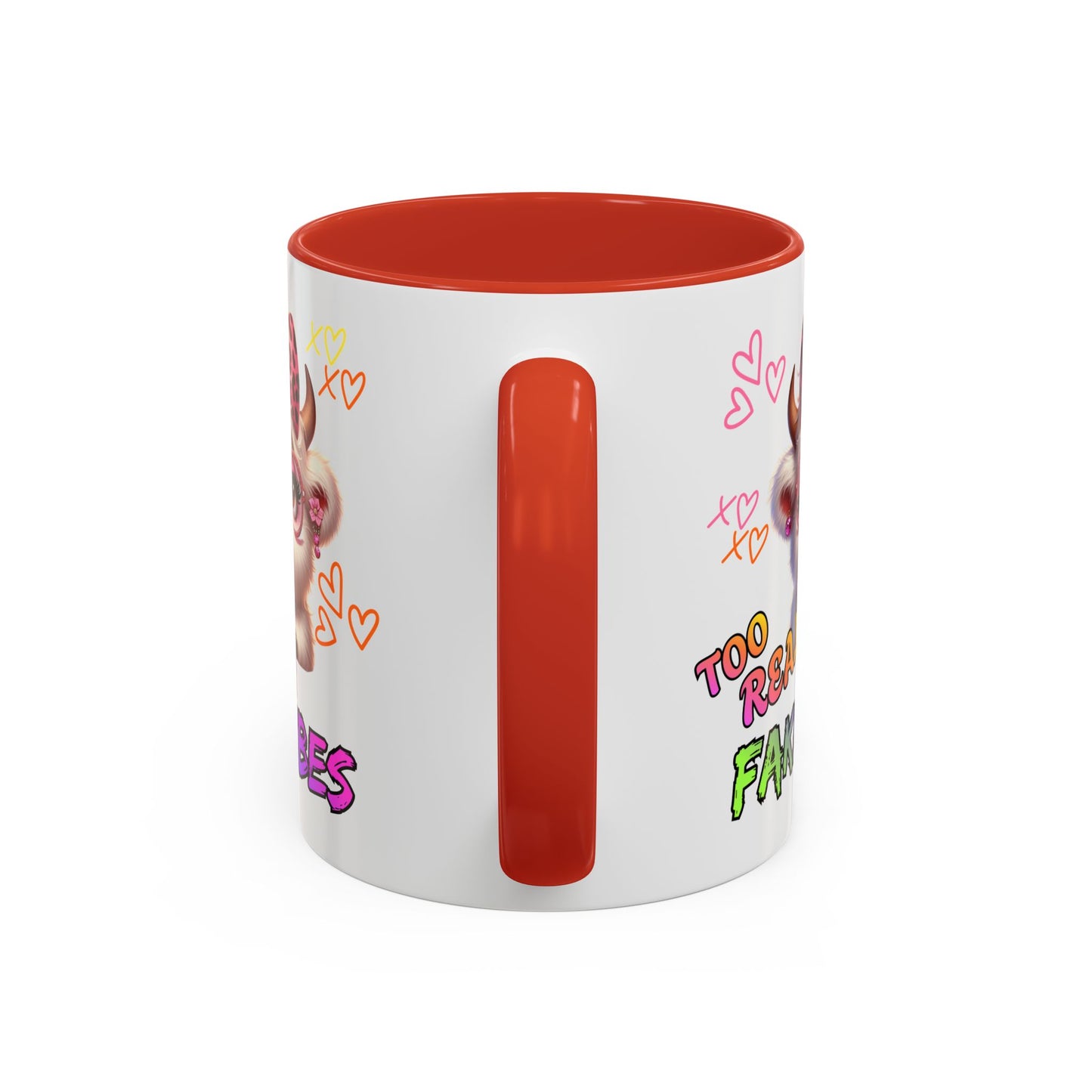 Coffee Mug — "Too Real for Fake Vibes" Cute Winking Cow Accent Mug (11/15oz)