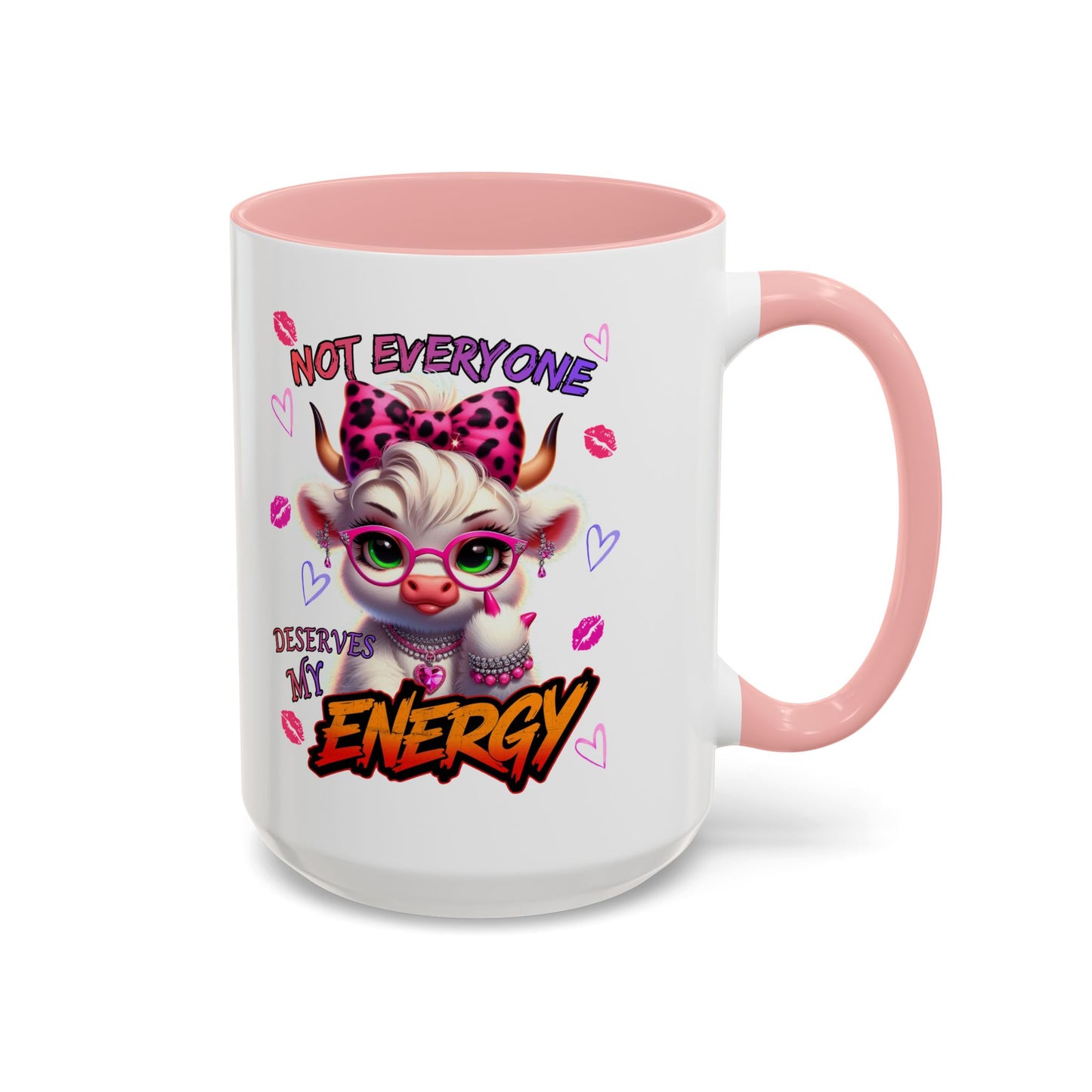 Coffee Mug — "Not Everyone Deserves My Energy" Cute Cow Accent Mug (11/15 oz)