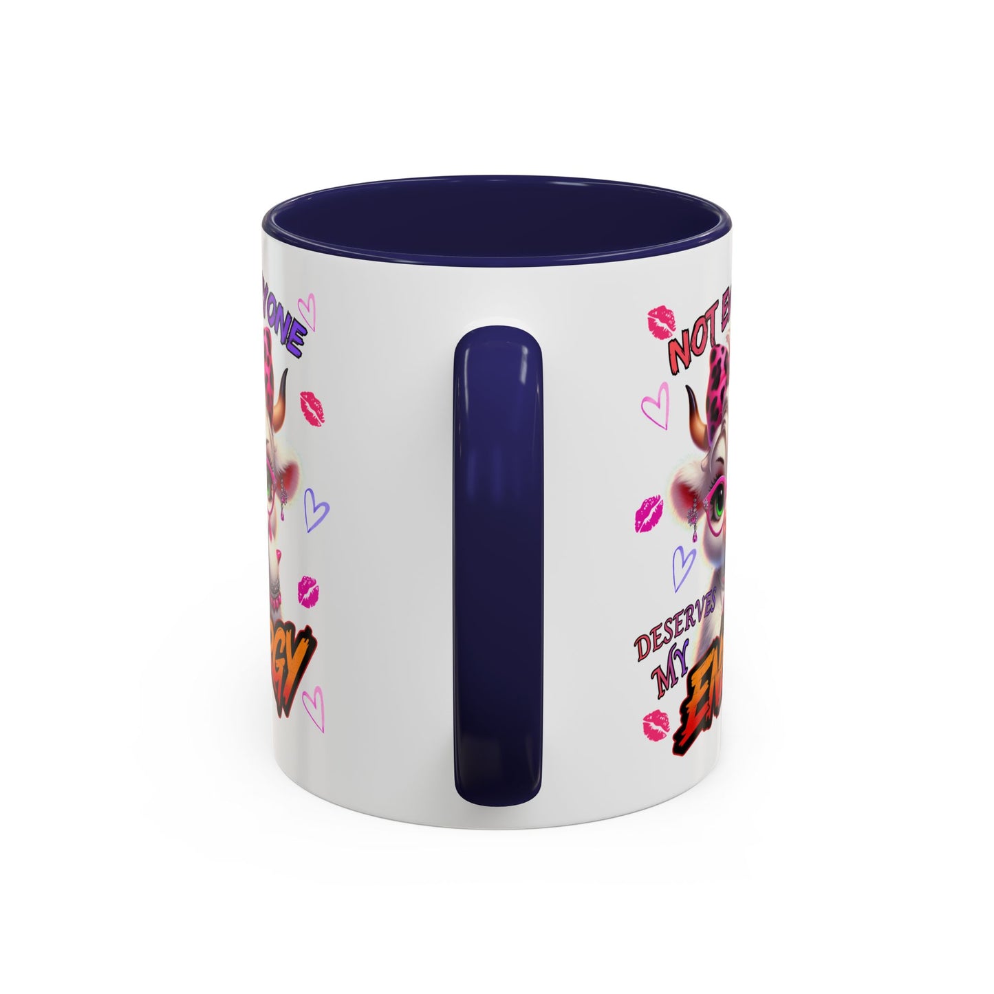 Coffee Mug — "Not Everyone Deserves My Energy" Cute Cow Accent Mug (11/15 oz)