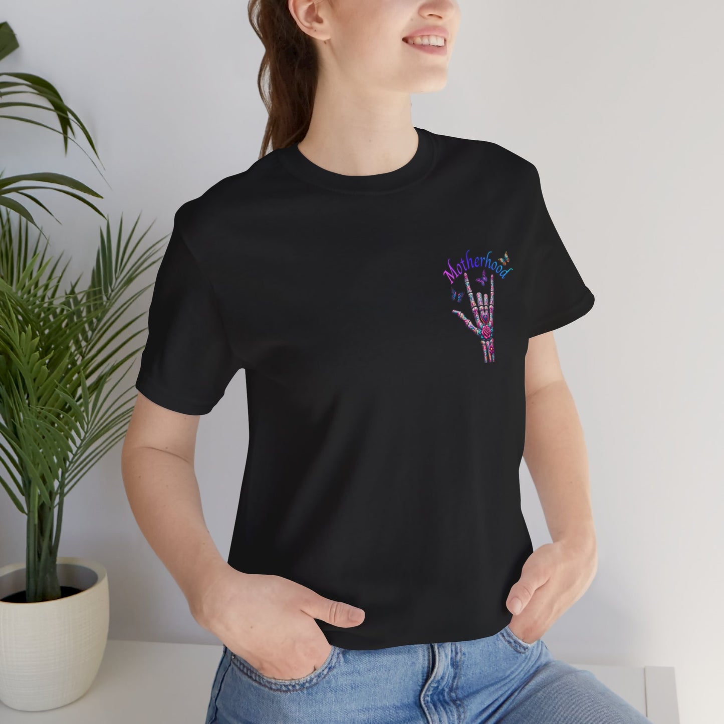 Motherhood T-Shirt — 'Motherhood Is My Superpower' Sugar Skull Mom Graphic Tee