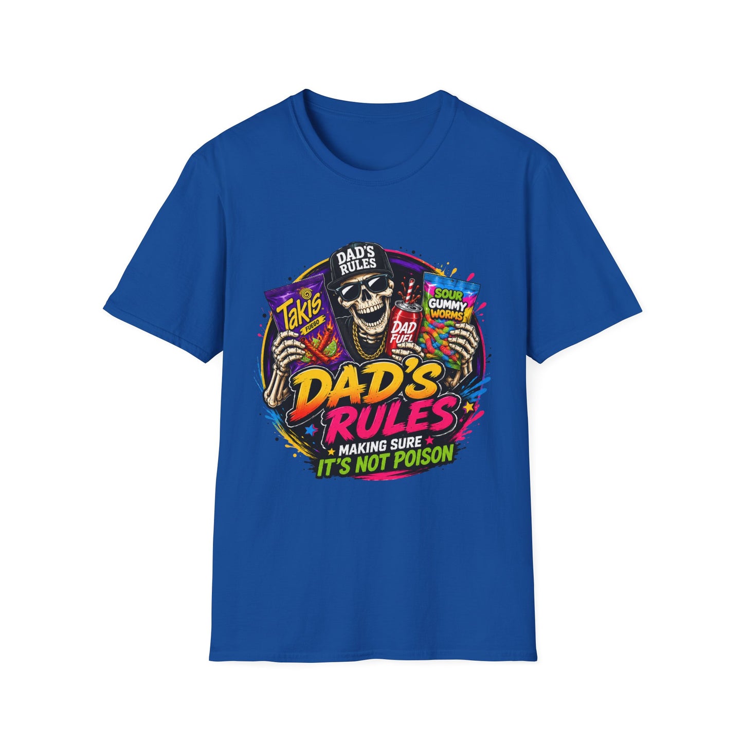 Dad's Rules T-Shirt — Funny Candy Snacking Skull Tee (Makes Sure It’s Not Poison)