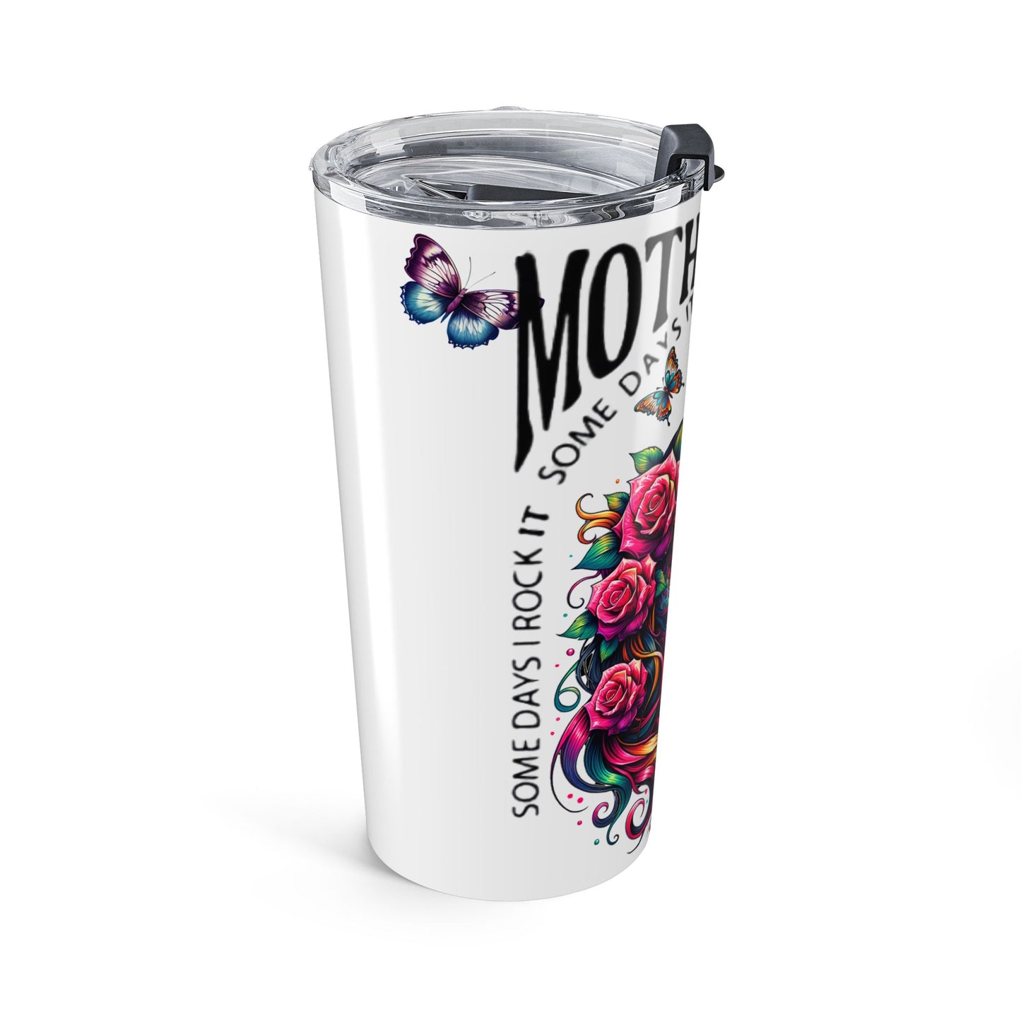 Motherhood Sugar Skull 20oz Tumbler — Day of the Dead Floral Travel Cup