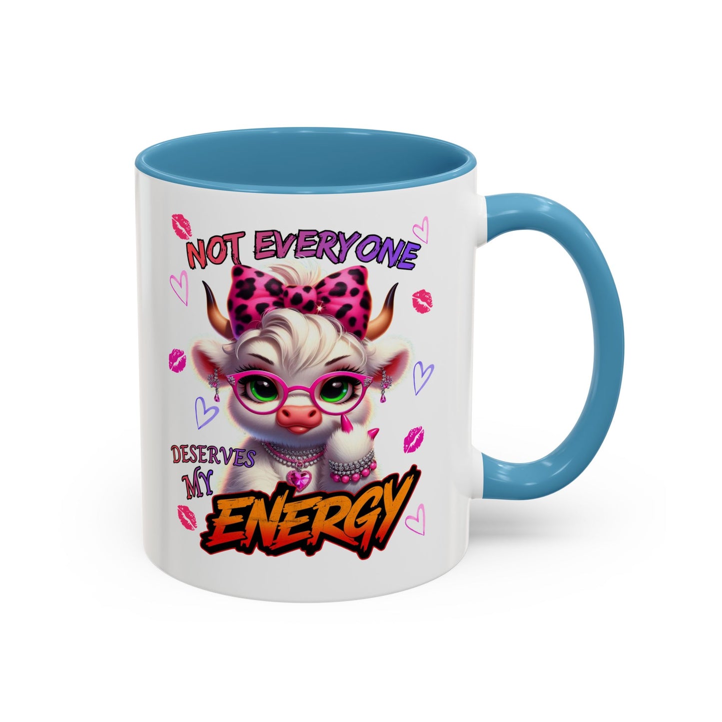 Coffee Mug — "Not Everyone Deserves My Energy" Cute Cow Accent Mug (11/15 oz)