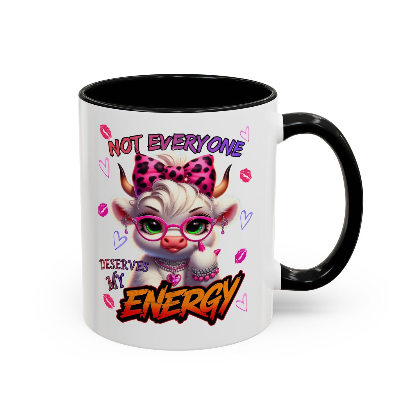 Coffee Mug — "Not Everyone Deserves My Energy" Cute Cow Accent Mug (11/15 oz)
