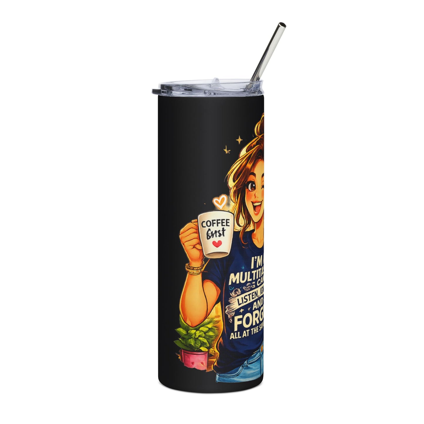 20oz Stainless Tumbler — "I'm a Multitasker" Coffee Lover Travel Cup