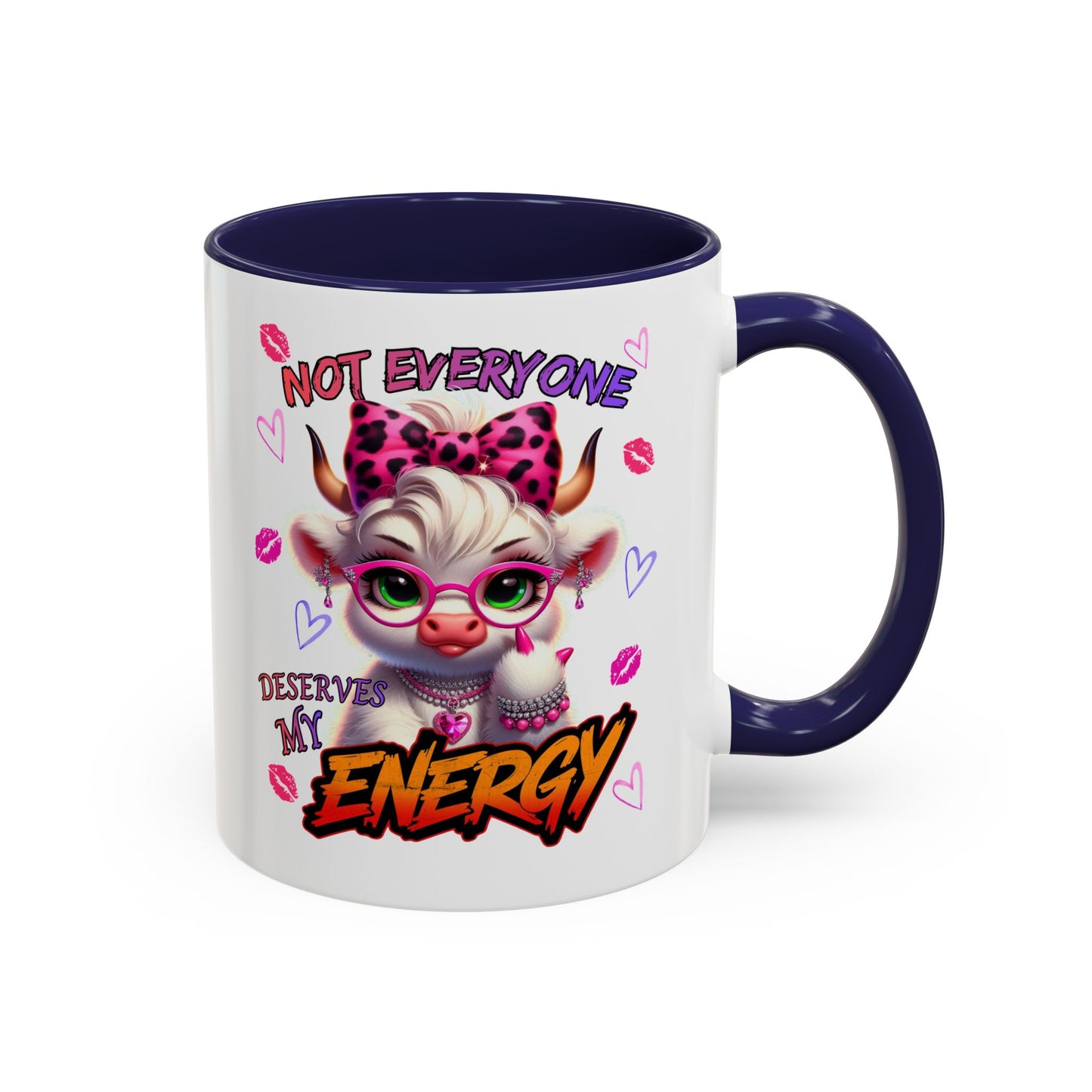 Coffee Mug — "Not Everyone Deserves My Energy" Cute Cow Accent Mug (11/15 oz)