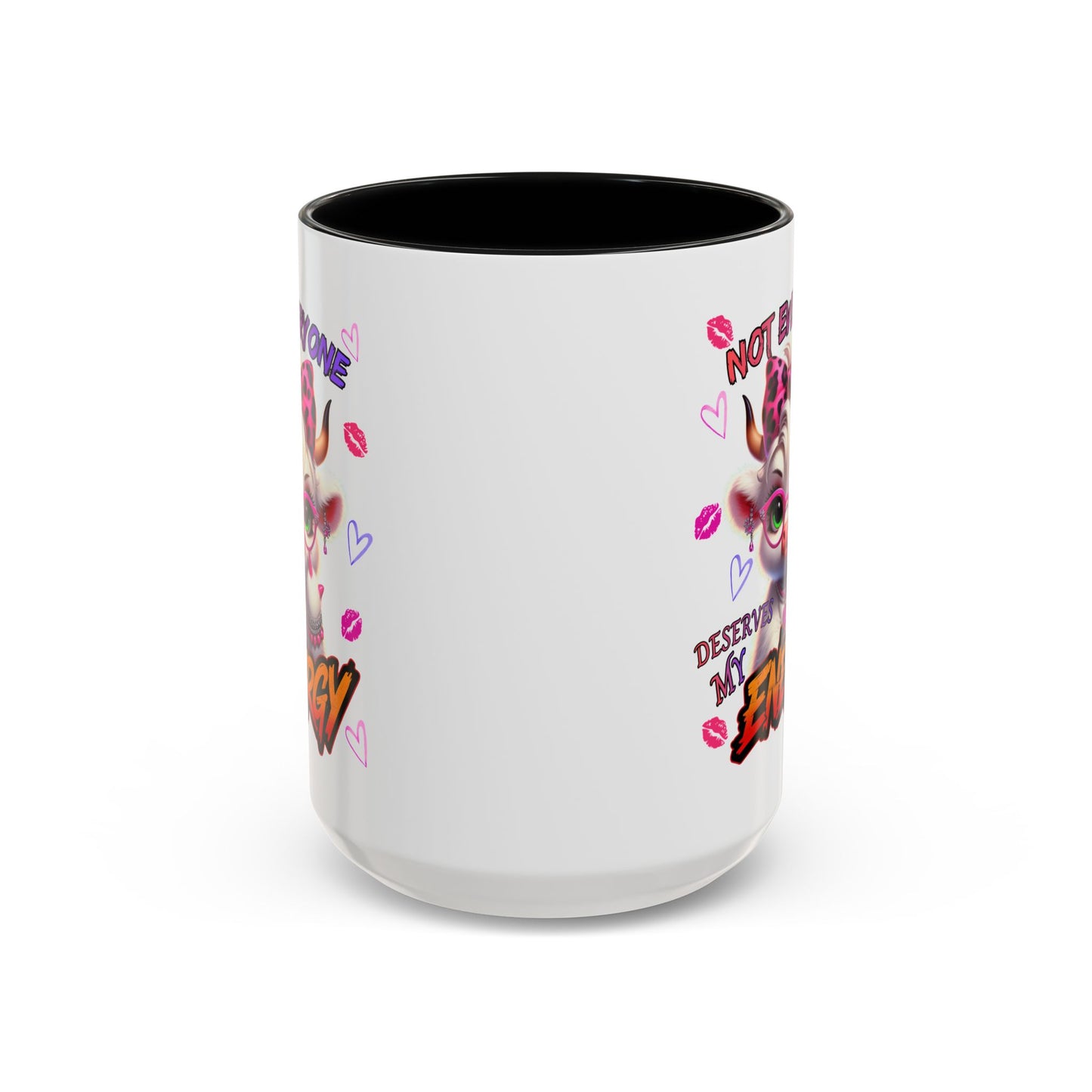 Coffee Mug — "Not Everyone Deserves My Energy" Cute Cow Accent Mug (11/15 oz)