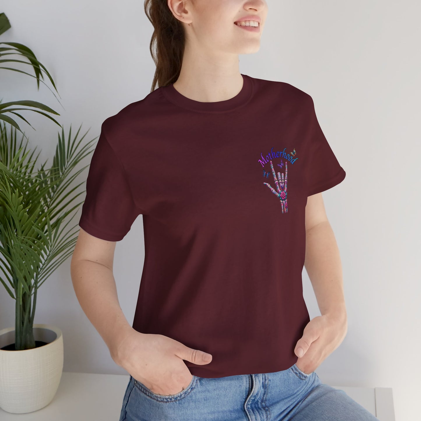 Motherhood T-Shirt — 'Motherhood Is My Superpower' Sugar Skull Mom Graphic Tee