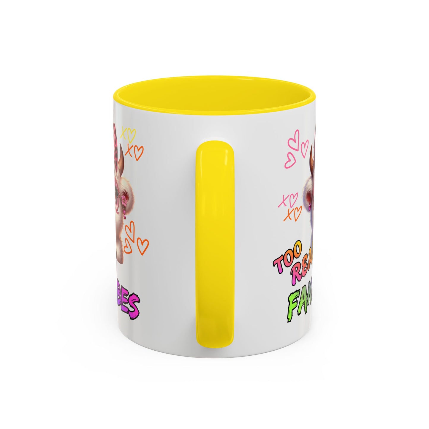 Coffee Mug — "Too Real for Fake Vibes" Cute Winking Cow Accent Mug (11/15oz)