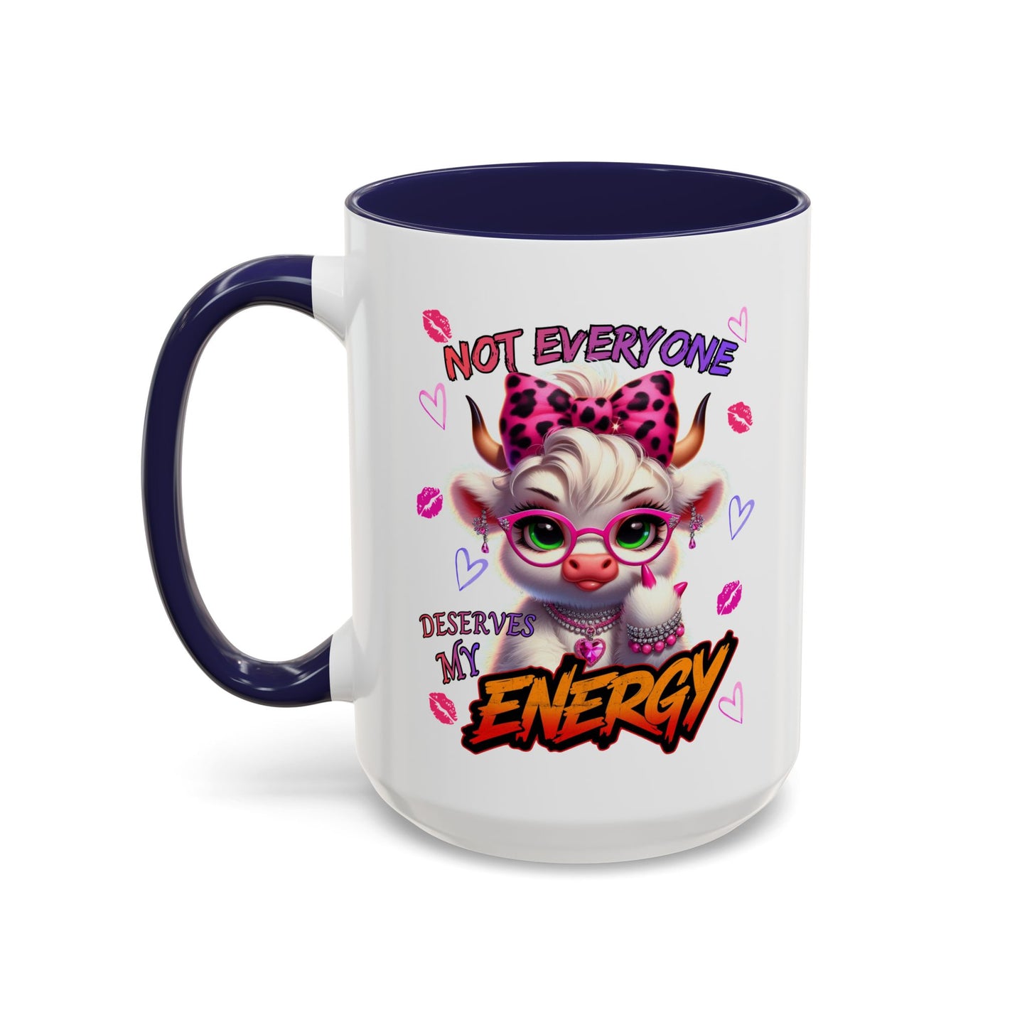 Coffee Mug — "Not Everyone Deserves My Energy" Cute Cow Accent Mug (11/15 oz)