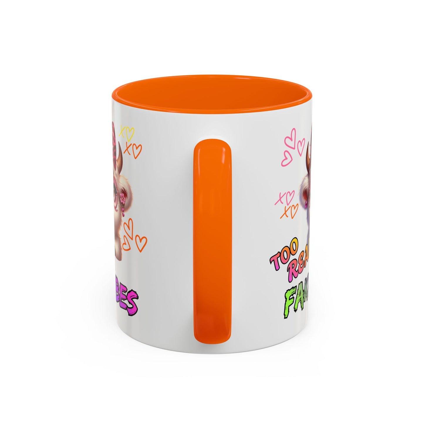 Coffee Mug — "Too Real for Fake Vibes" Cute Winking Cow Accent Mug (11/15oz)