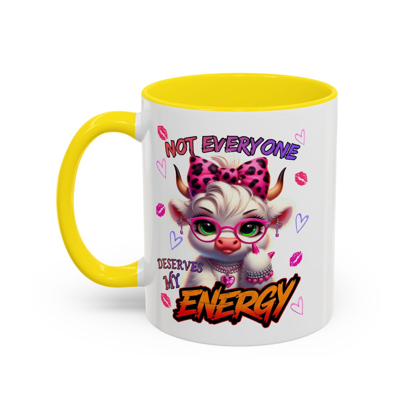 Coffee Mug — "Not Everyone Deserves My Energy" Cute Cow Accent Mug (11/15 oz)