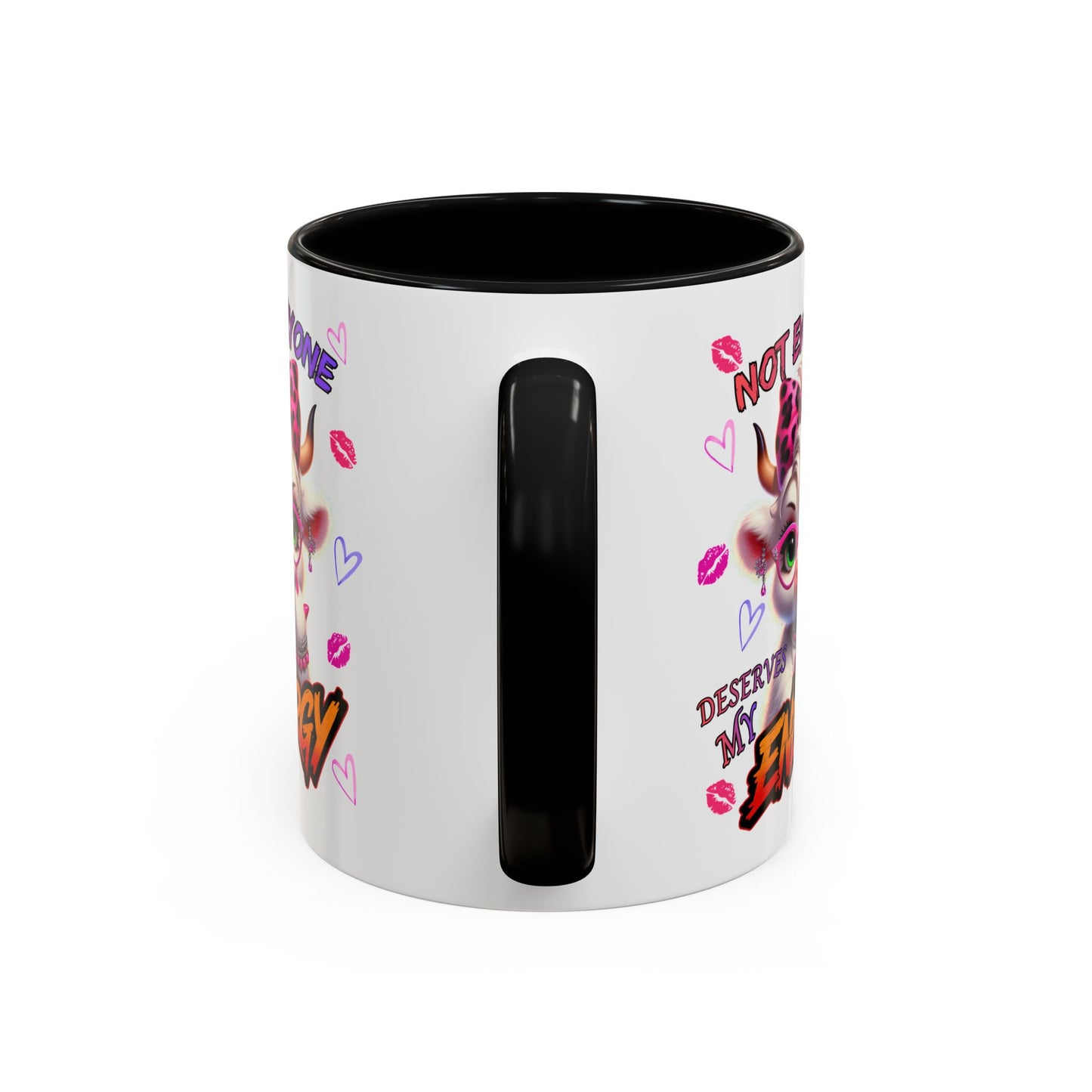 Coffee Mug — "Not Everyone Deserves My Energy" Cute Cow Accent Mug (11/15 oz)